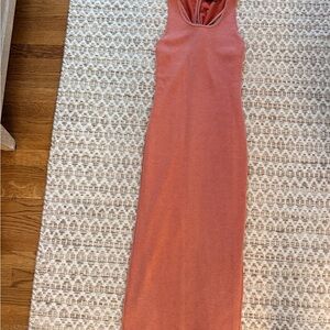 fab'rik Sleeveless Ribbed Maxi Dress in Terracotta